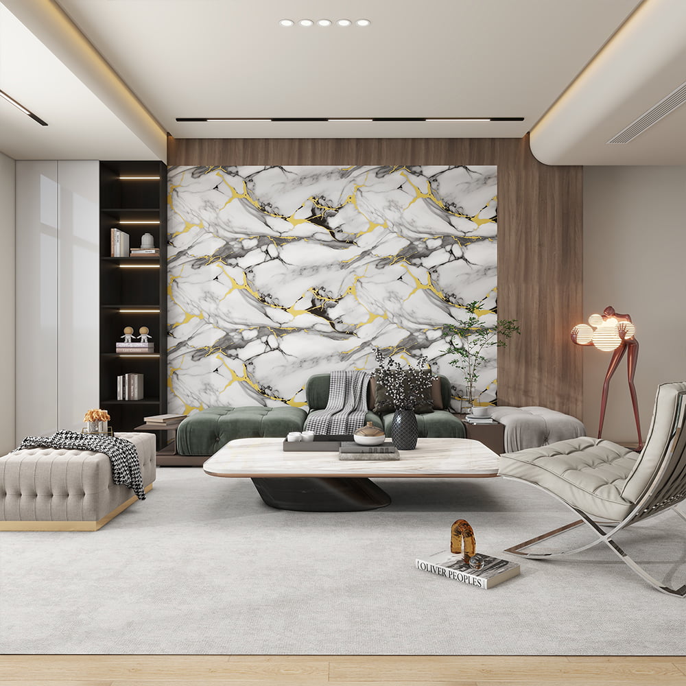 現代の高光沢大理石の壁紙ロール PVC 自己粘着防水インテリア家の装飾大理石シートステッカー