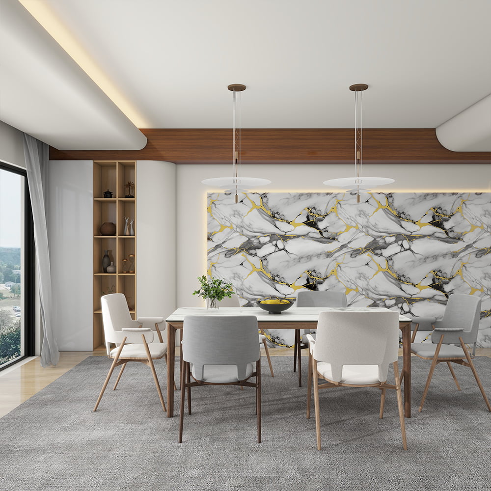 現代の高光沢大理石の壁紙ロール PVC 自己粘着防水インテリア家の装飾大理石シートステッカー